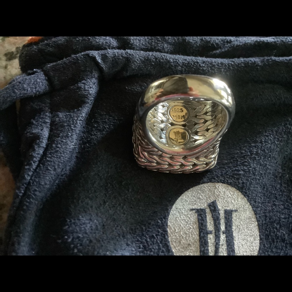 Authentic John Hardy Sterling Silver/18K Diamond Pave Ring - Picture 4 of 10